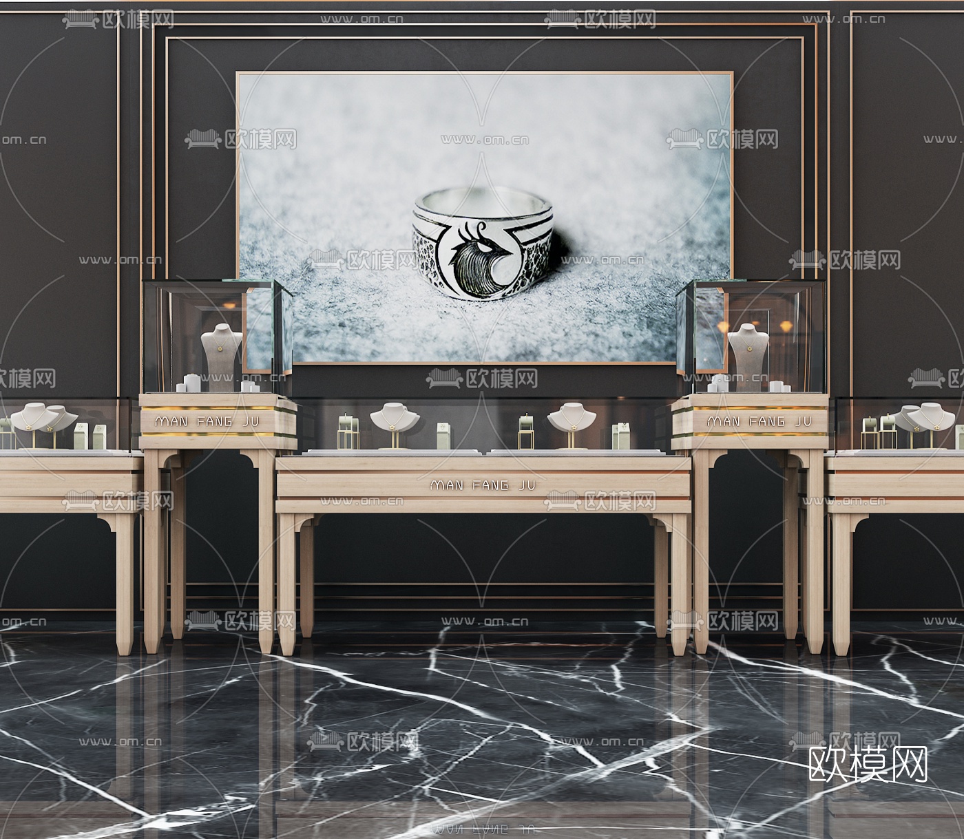 现代珠宝展柜3d模型下载（渲染图2）
