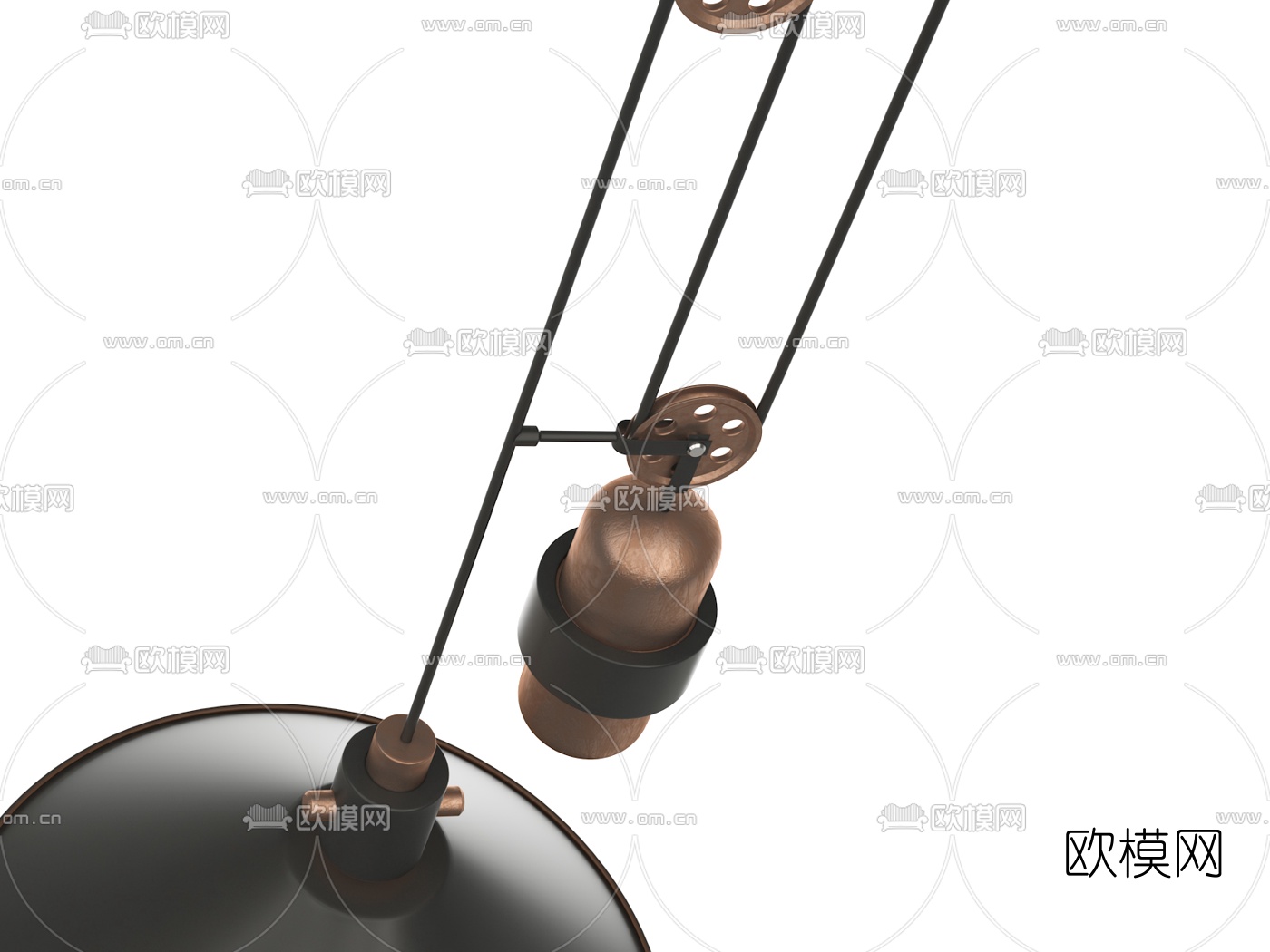 工业风铁艺吊灯3d模型下载（渲染图5）