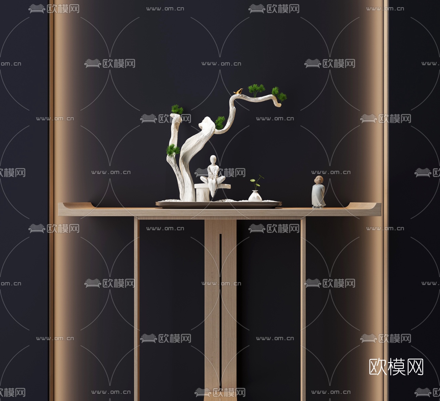 新中式石雕端景条案3d模型