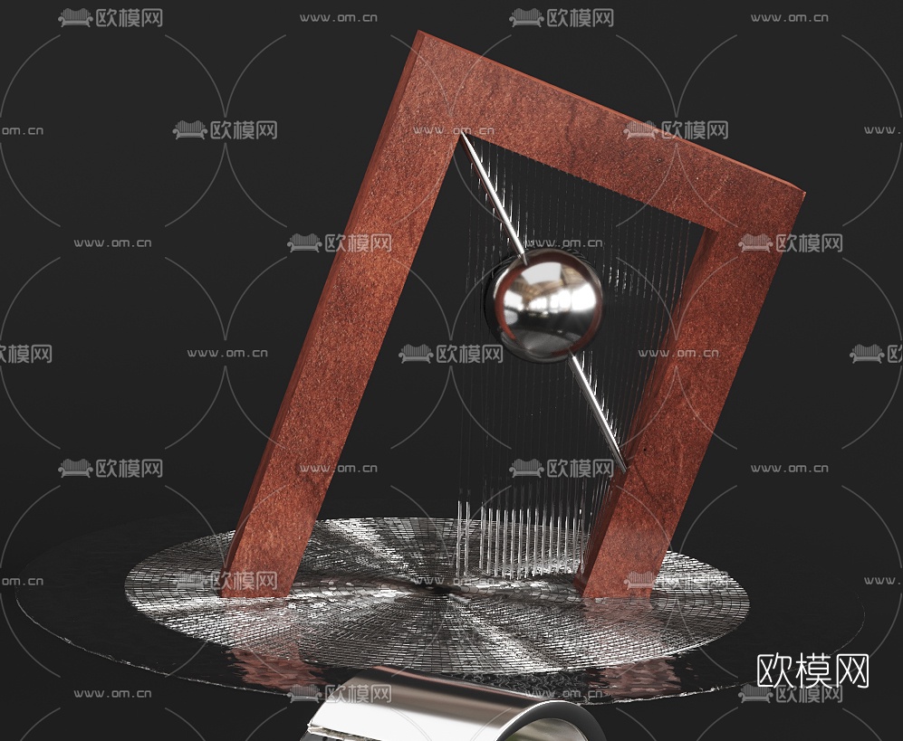 现代艺术喷泉3d模型下载（渲染图5）