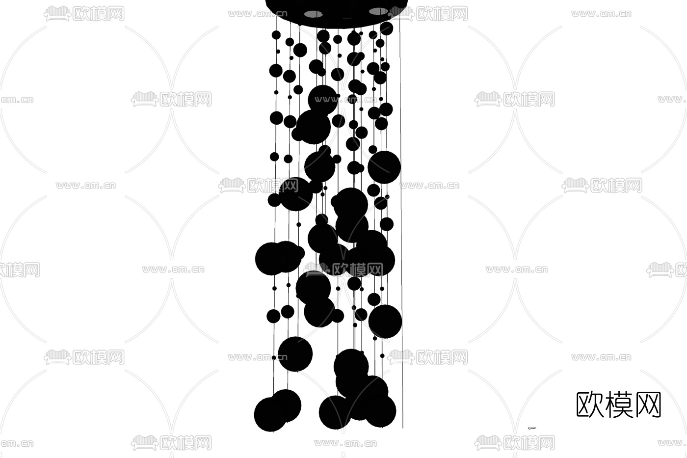 现代玻璃球吊灯免费su模型下载