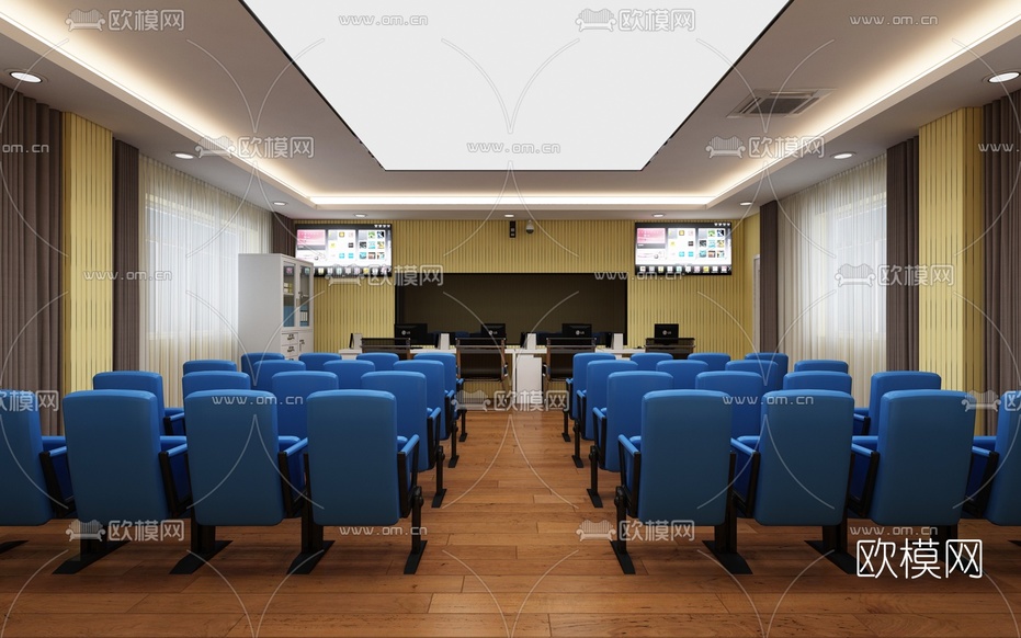 现代录播室教室3d模型下载(渲染图2)