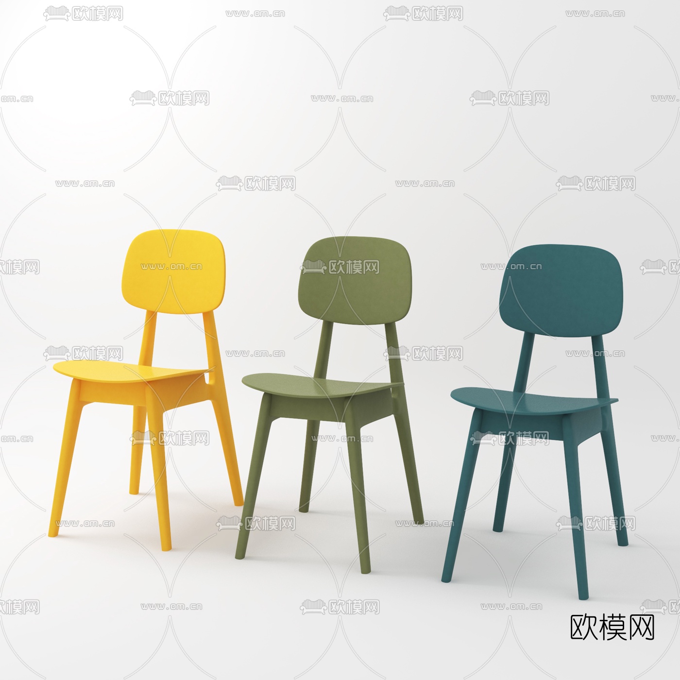 北欧原木儿童椅3d模型下载（渲染图1）