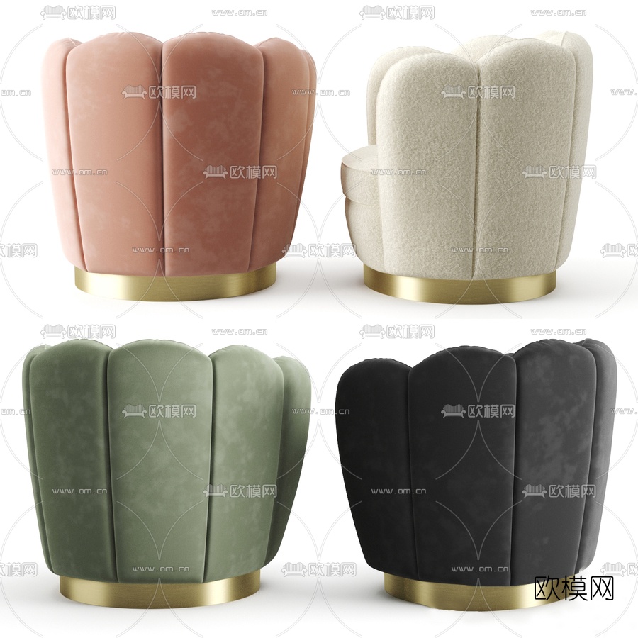 现代布艺单人沙发3d模型下载（渲染图2）