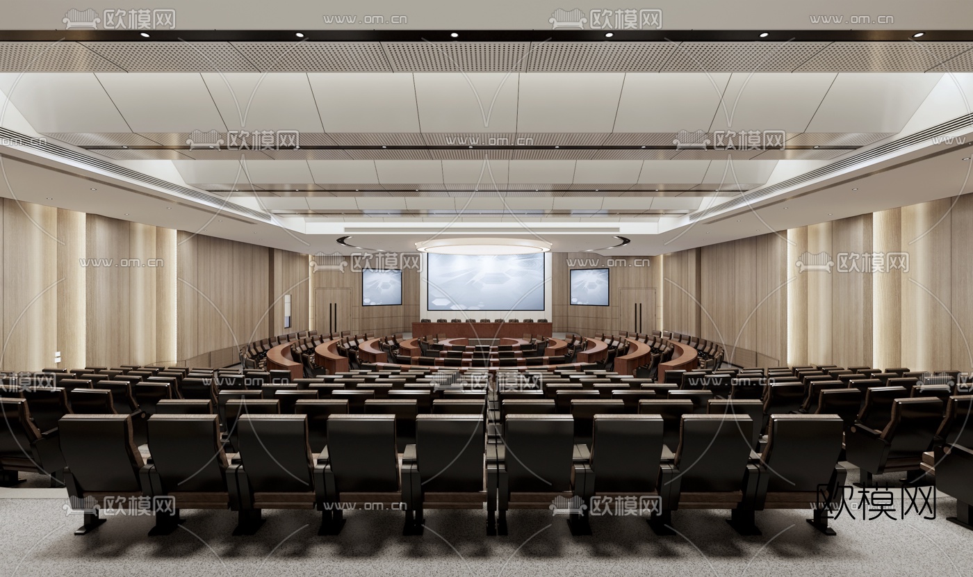 现代酒店报告厅su模型下载（渲染图2）