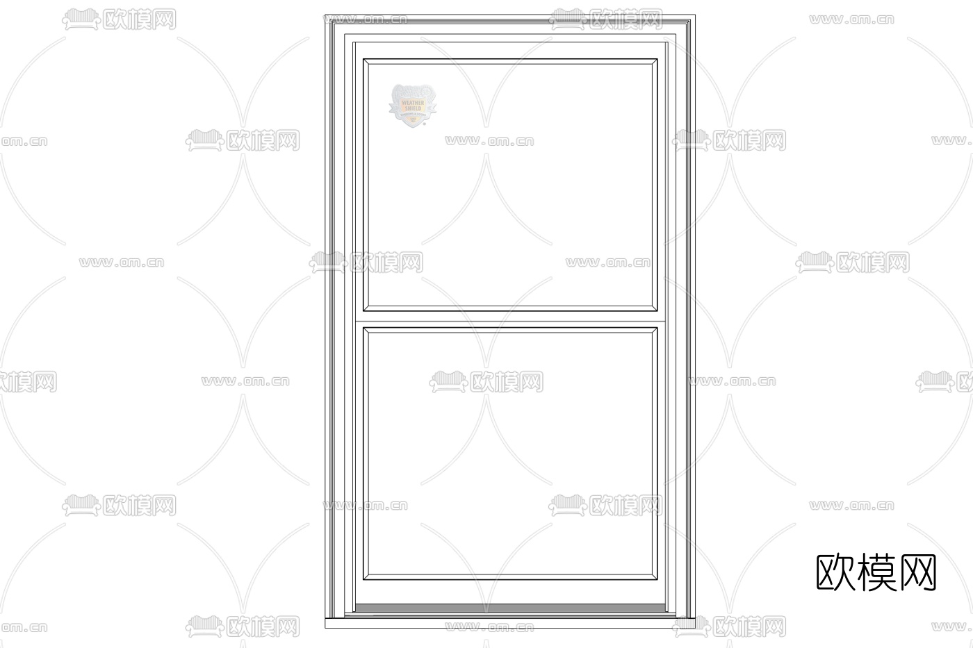 现代玻璃落地窗免费su模型下载