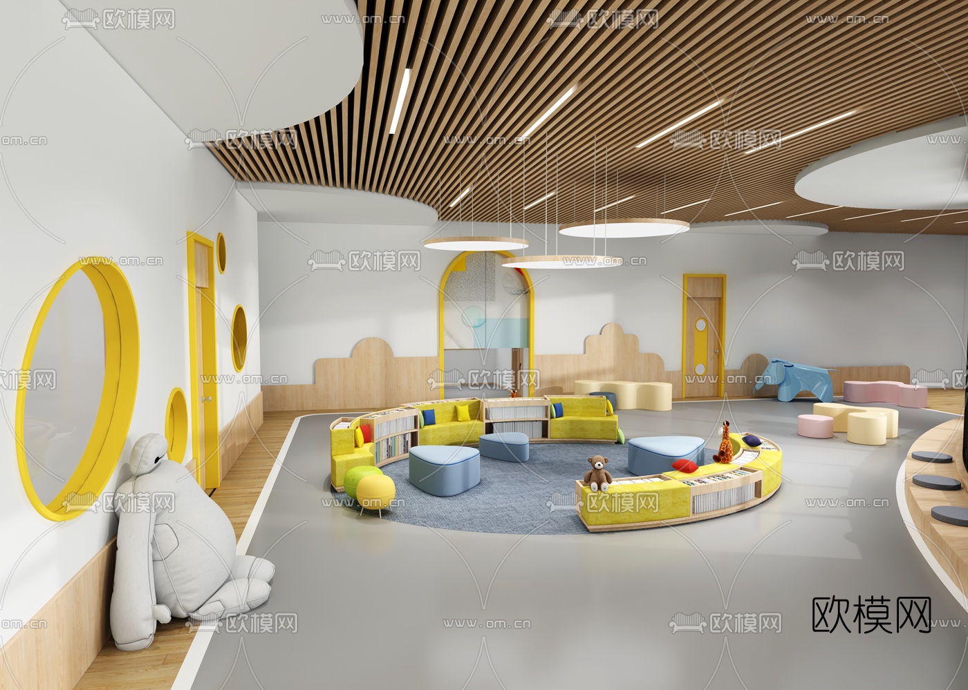 现代幼儿园教室3d模型