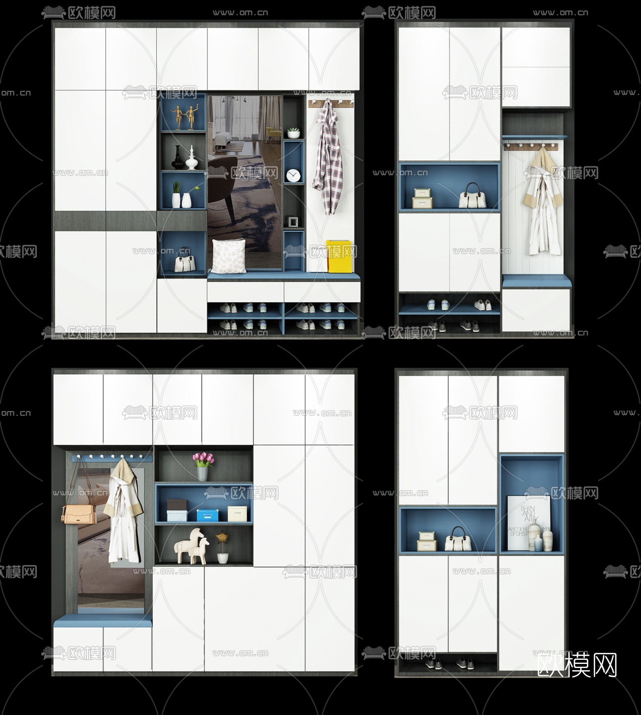 北欧多功能鞋柜组合3d模型
