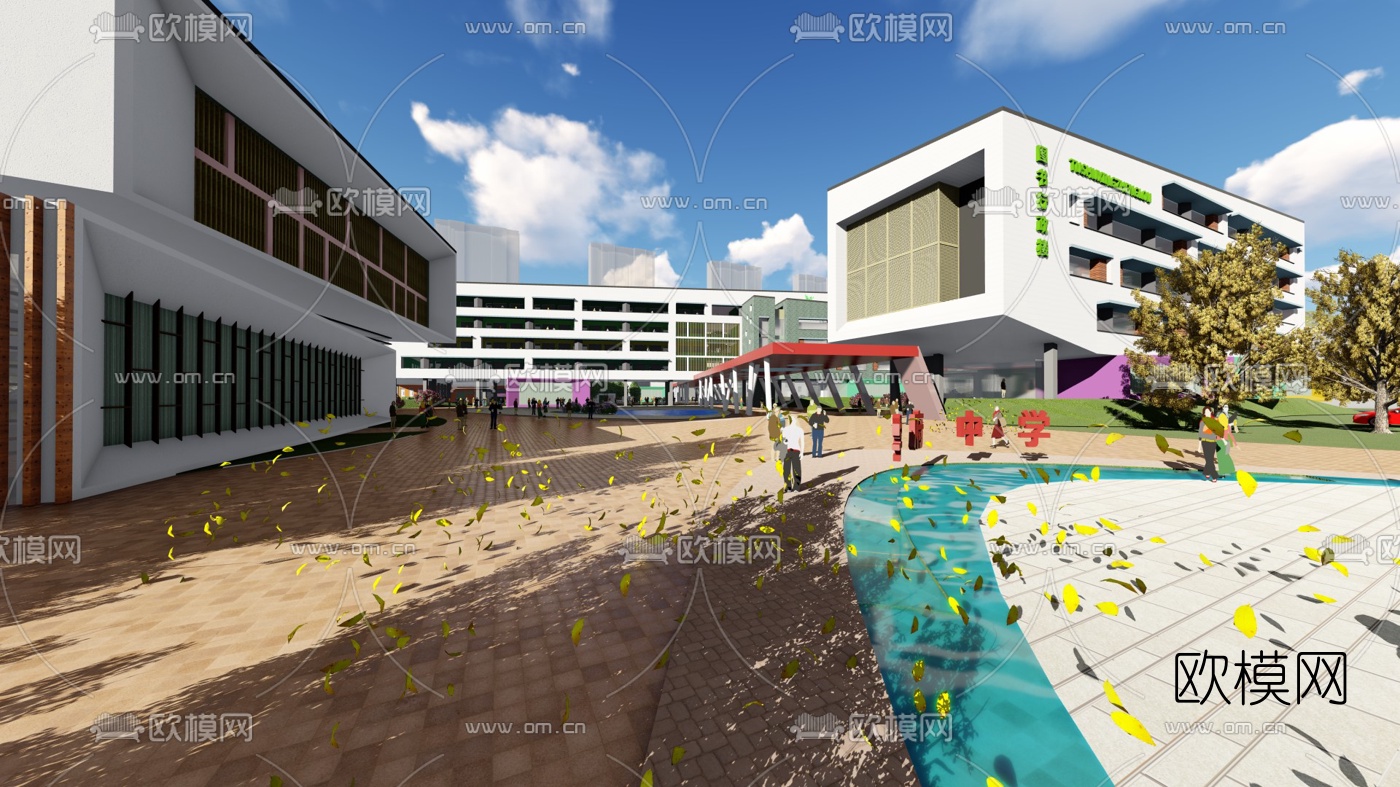 现代学校规划su模型下载（渲染图1）