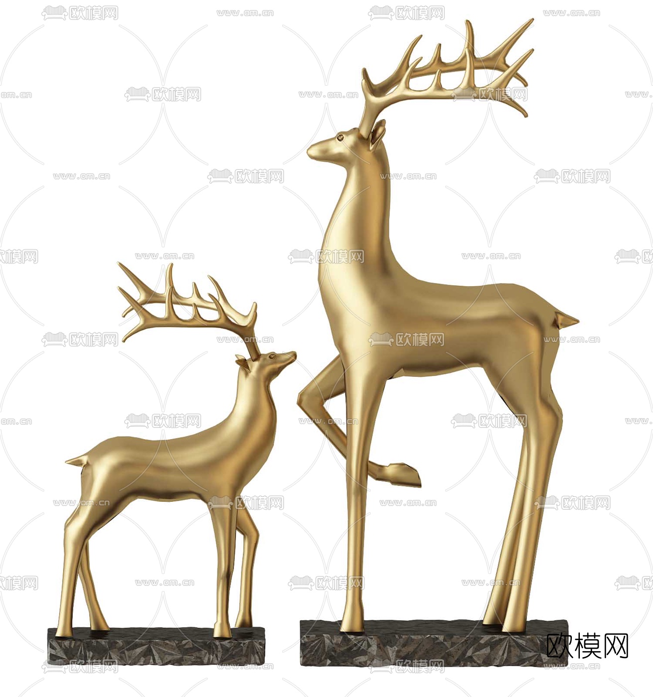 现代金属鹿雕塑3d模型