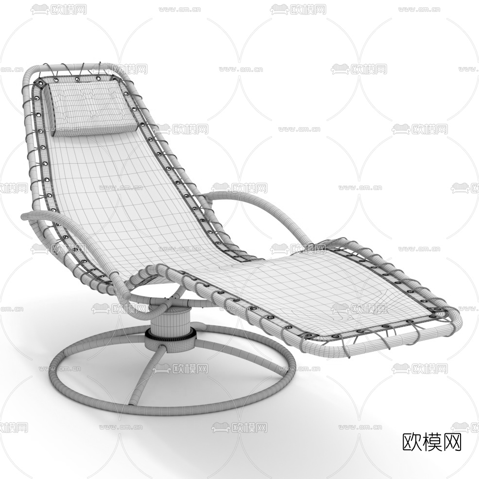 现代网布户外休闲躺椅3d模型下载（渲染图3）