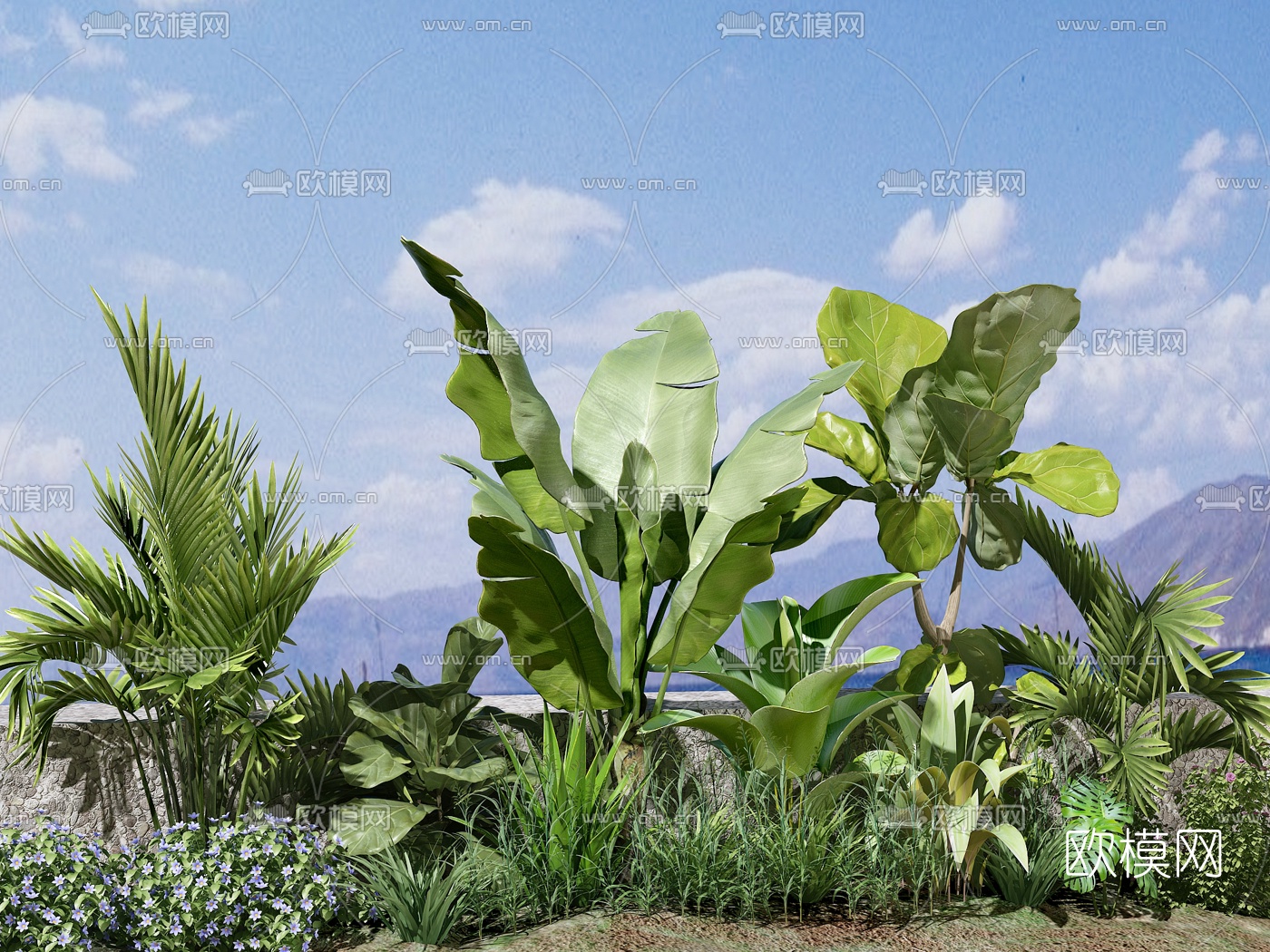现代户外植物花草3d模型