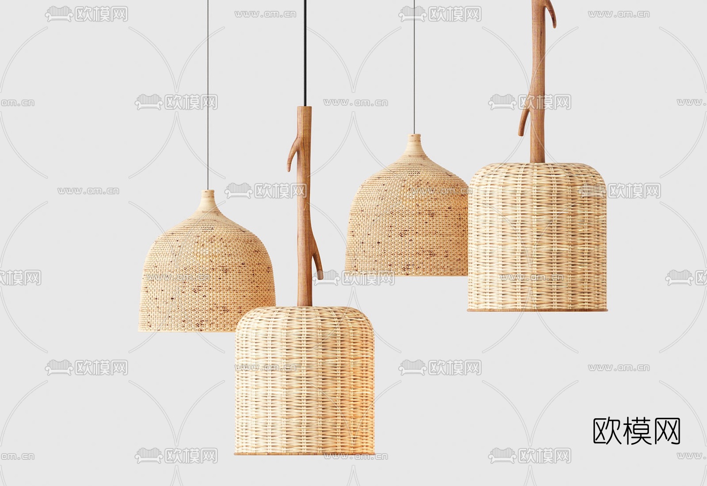 自然风竹编吊灯3d模型下载
