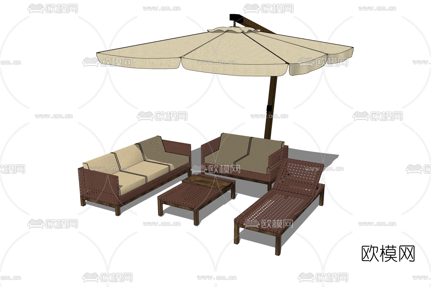 现代户外休闲沙发免费su模型下载