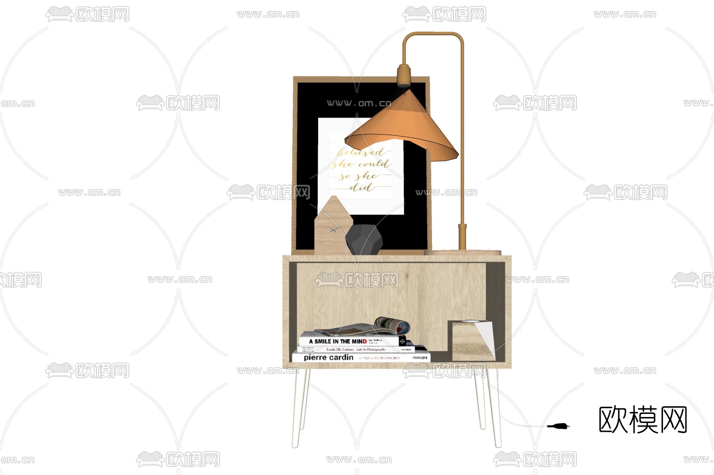 北欧原木边柜免费su模型下载