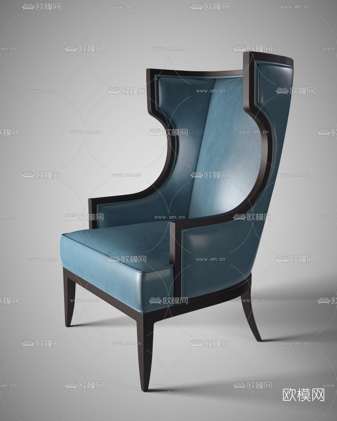 美式皮革靠背沙发椅3d模型下载（渲染图1）