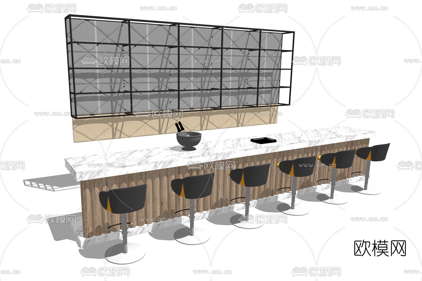 工业风吧台吧台椅su模型下载（渲染图2）
