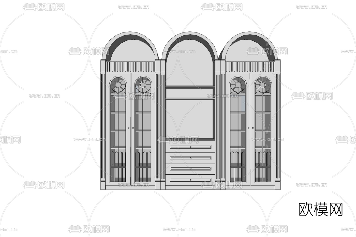 欧式实木衣柜免费su模型下载