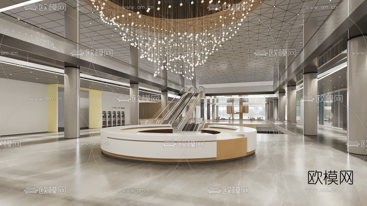 现代医院大堂3d模型下载