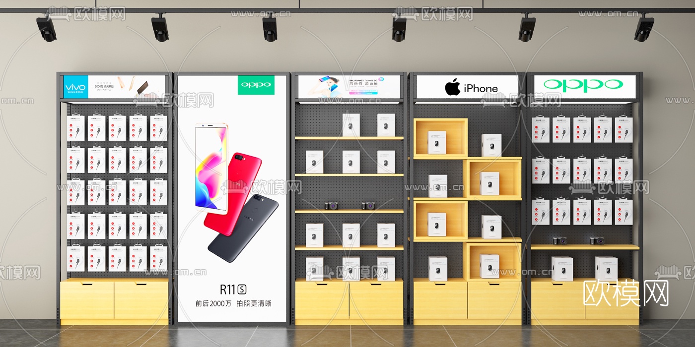 工业风数码产品展柜货架3d模型下载