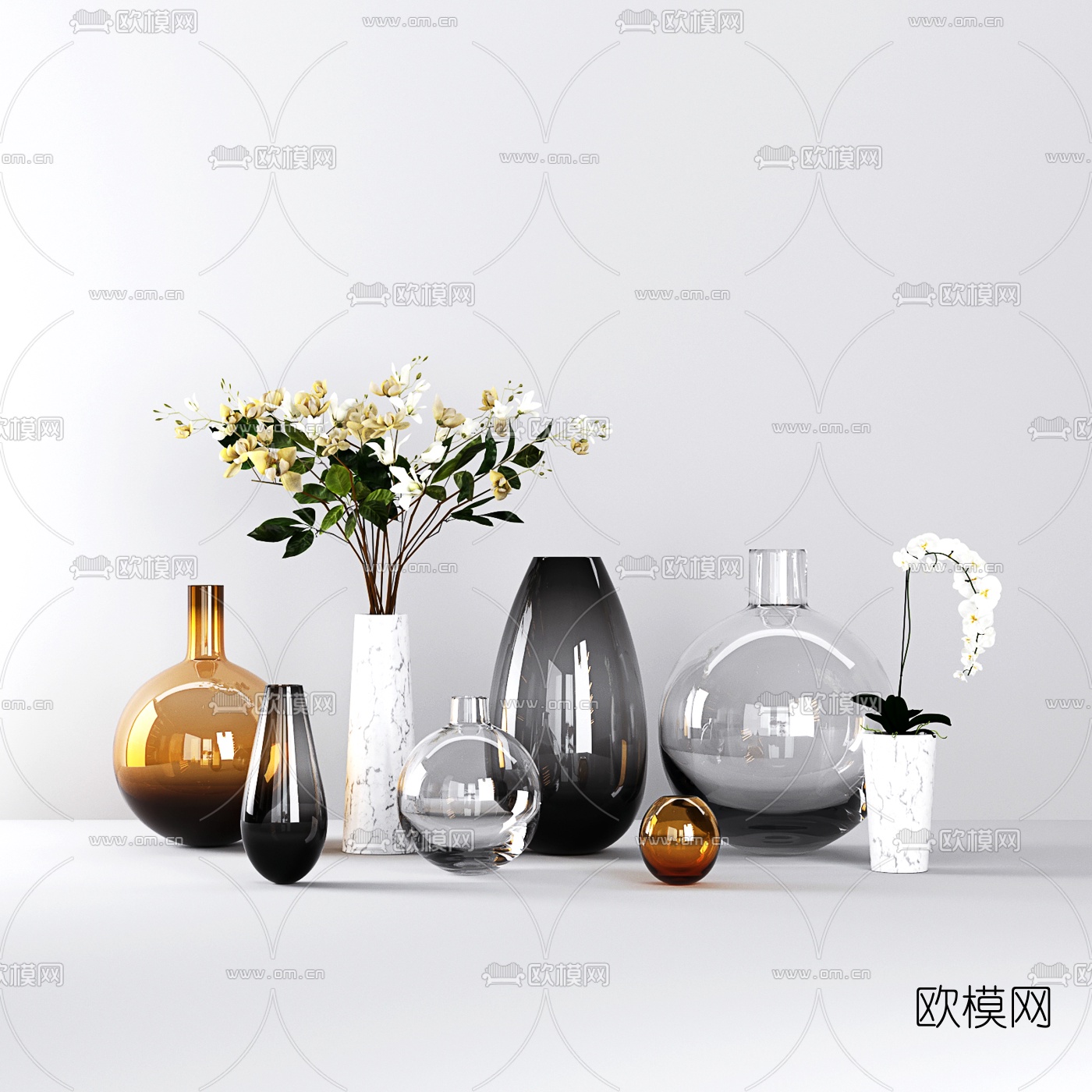 现代玻璃花瓶3d模型