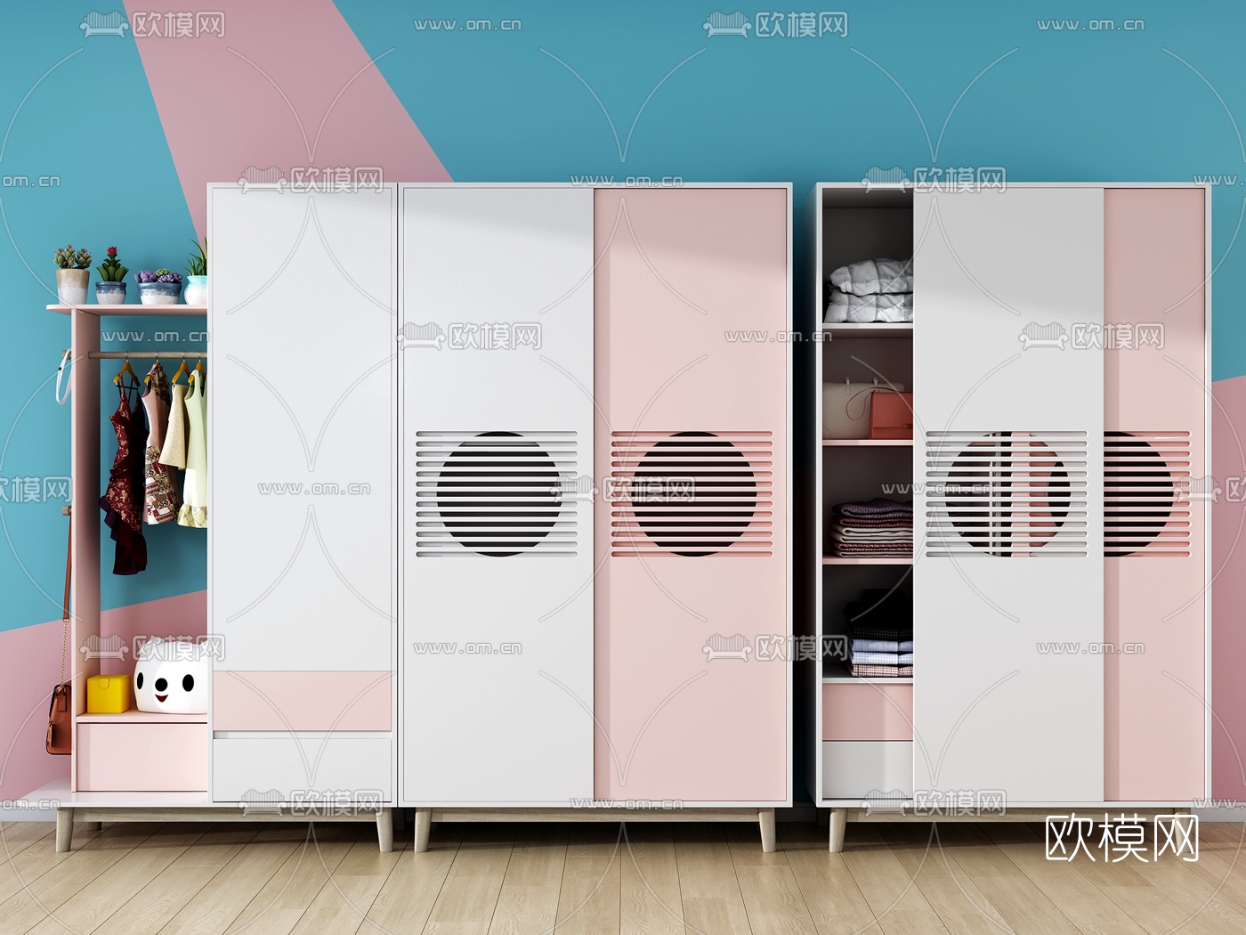 北欧儿童衣柜3d模型下载