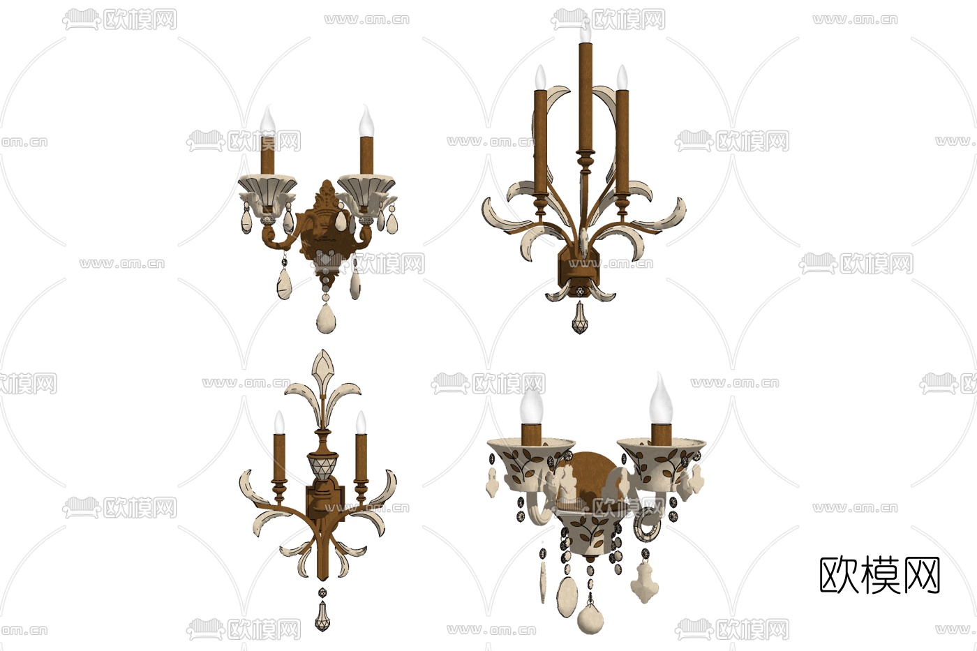 欧式金属壁灯组合免费su模型下载
