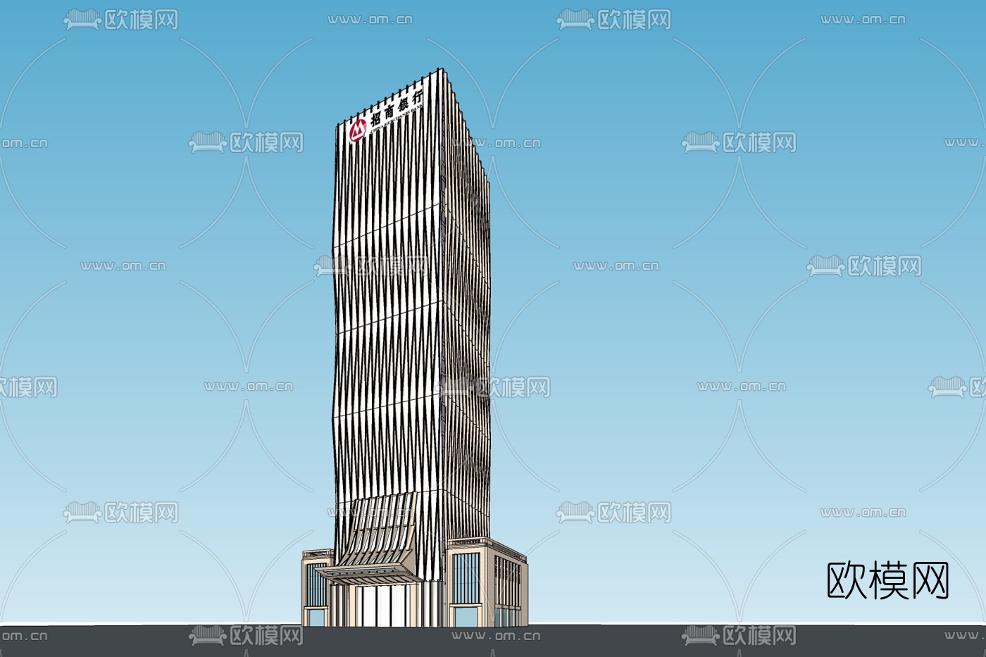 现代银行大楼免费su模型下载