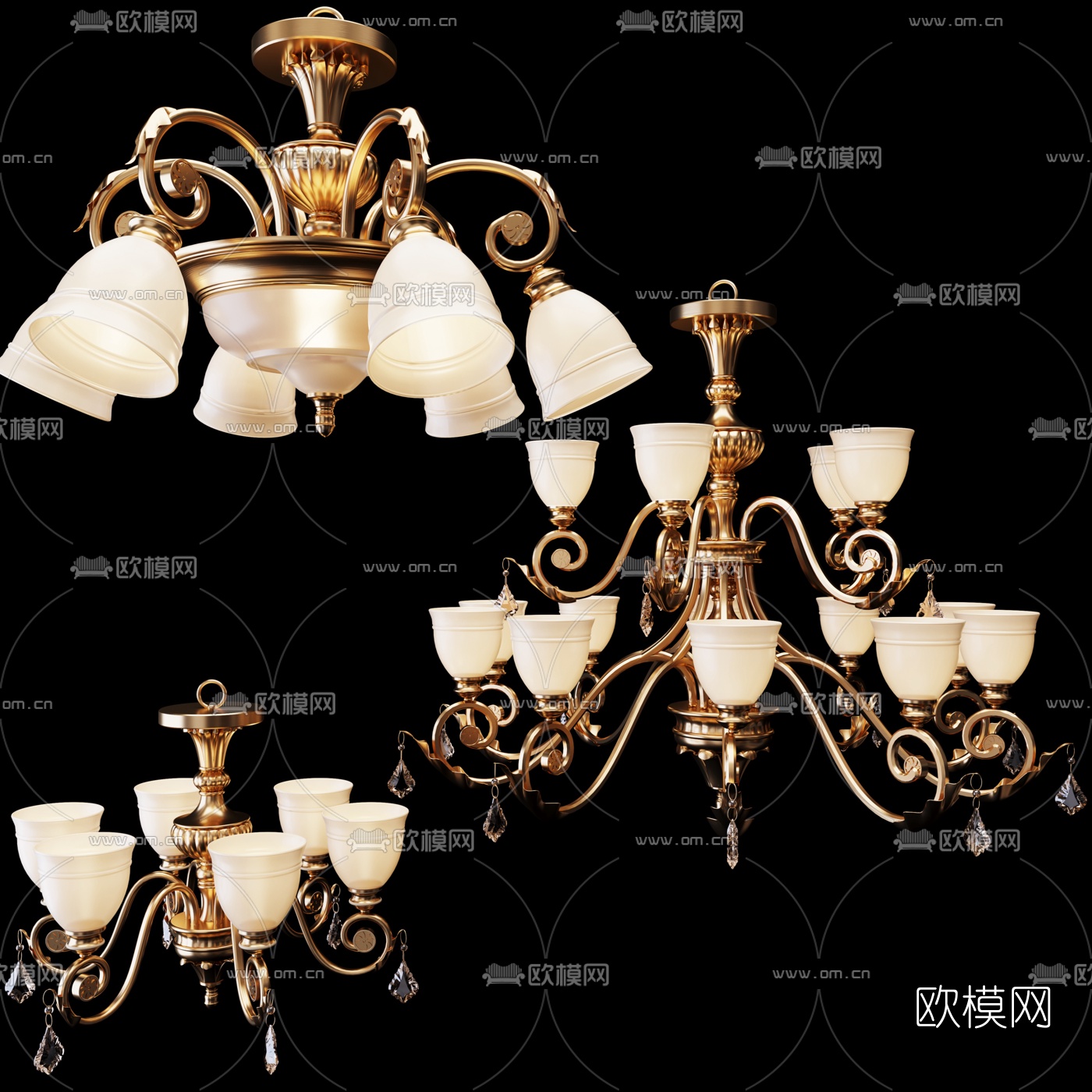 简欧金属吊灯3d模型下载