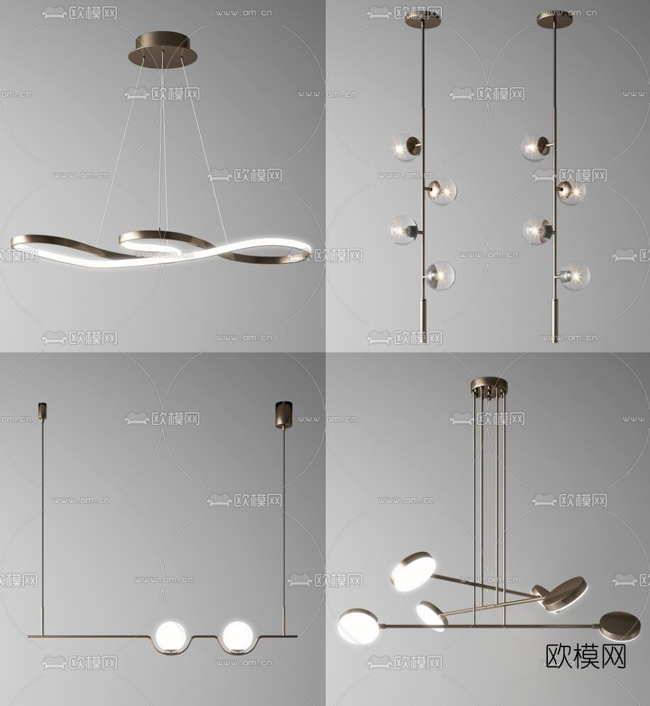 现代金属吊灯3d模型