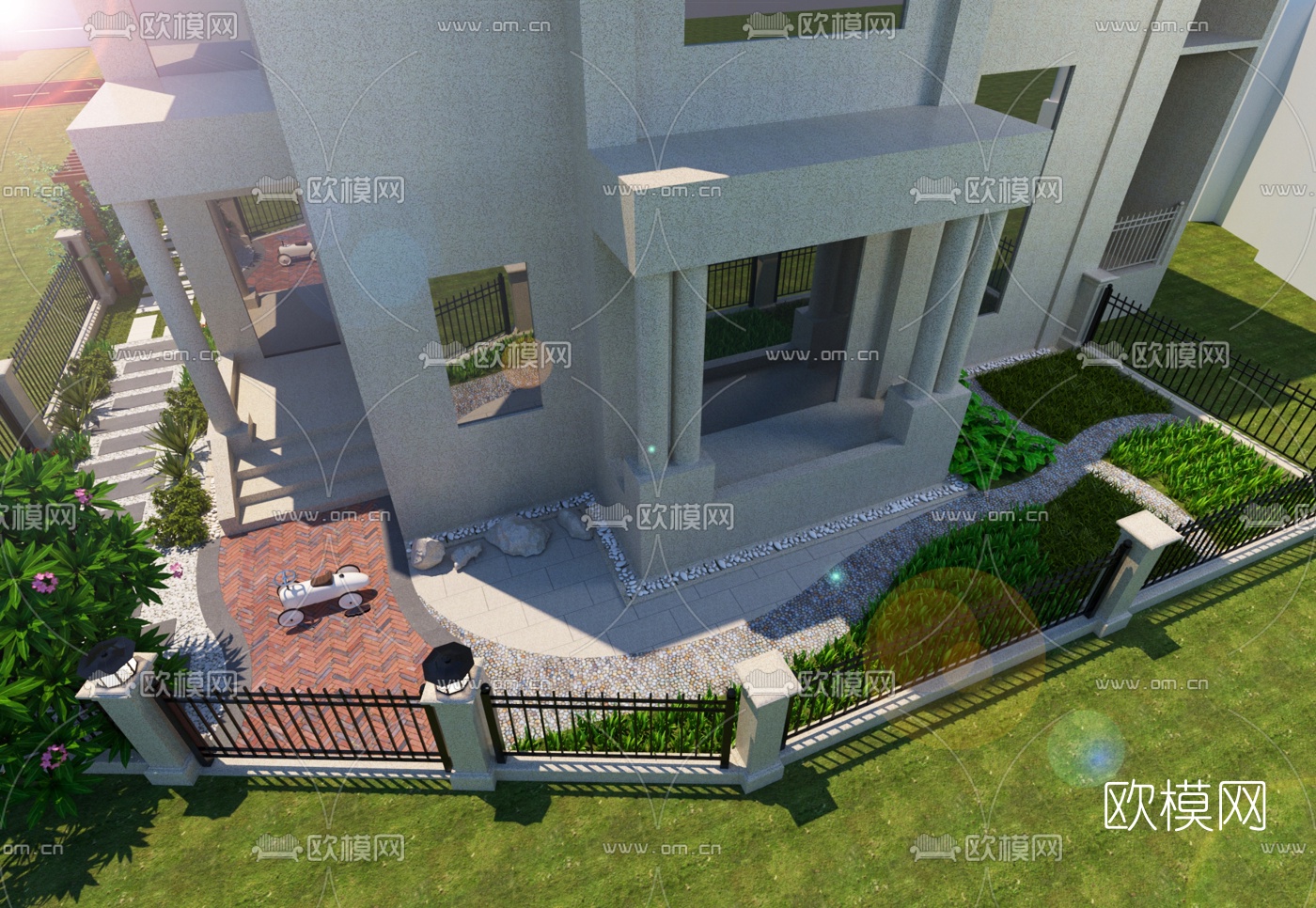 现代别墅庭院免费3d模型