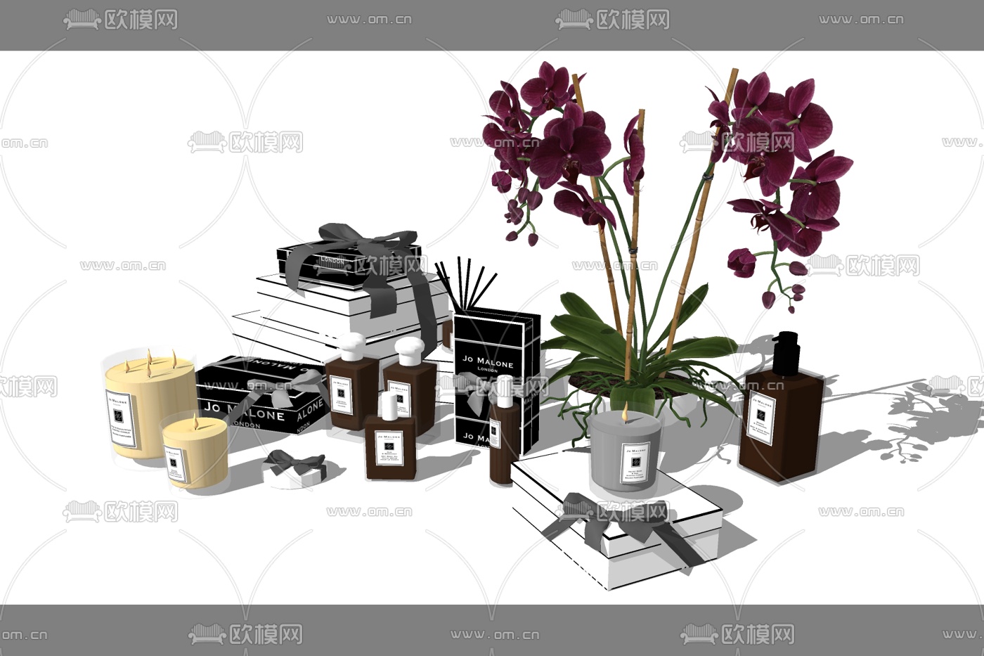 现代花瓶花卉免费su模型下载