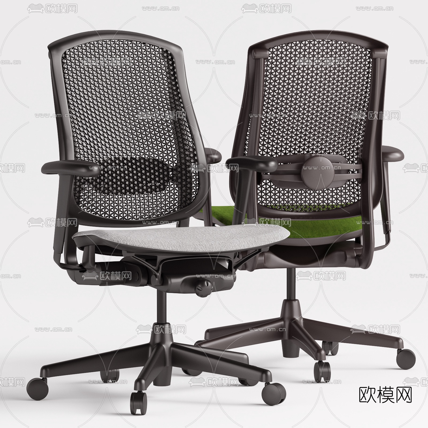 现代网布靠背办公椅职员椅3d模型