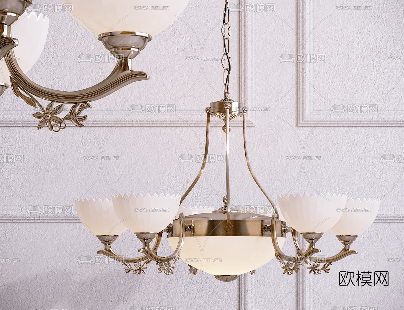 美式金属多头吊灯3d模型下载