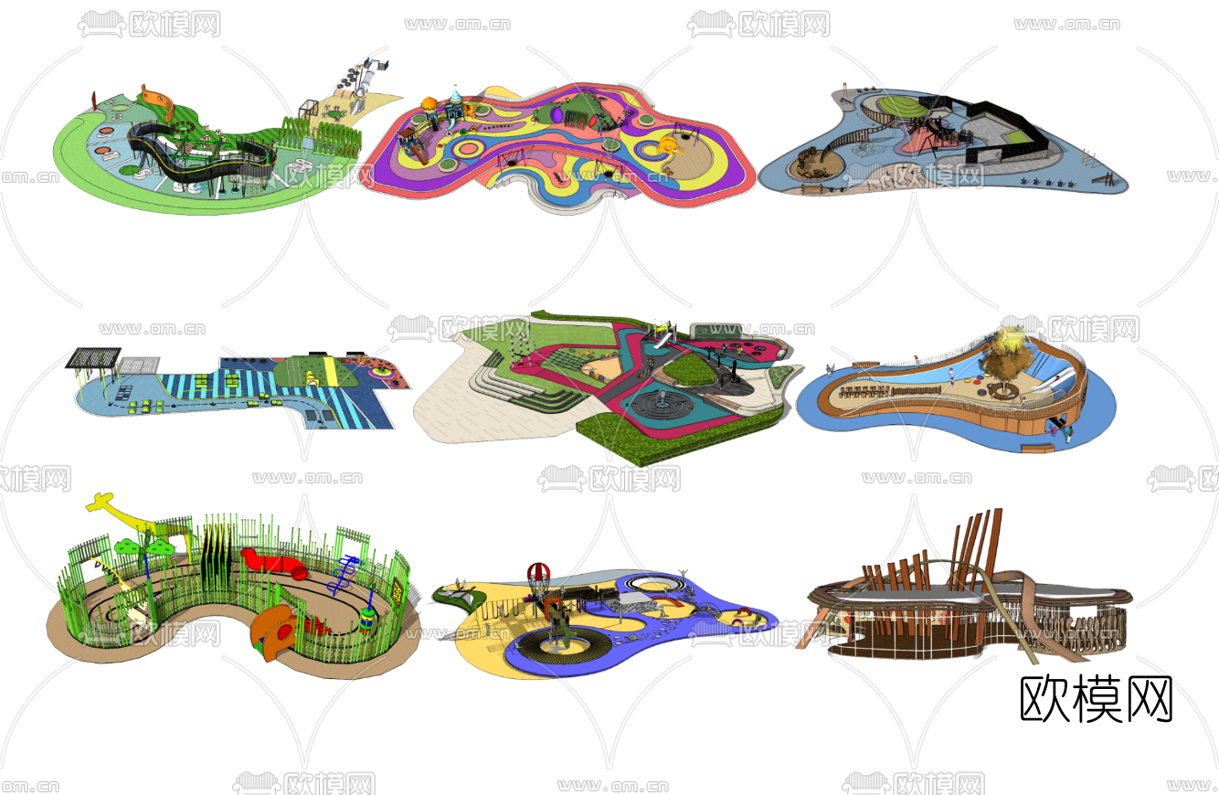 现代儿童游乐设备su模型下载