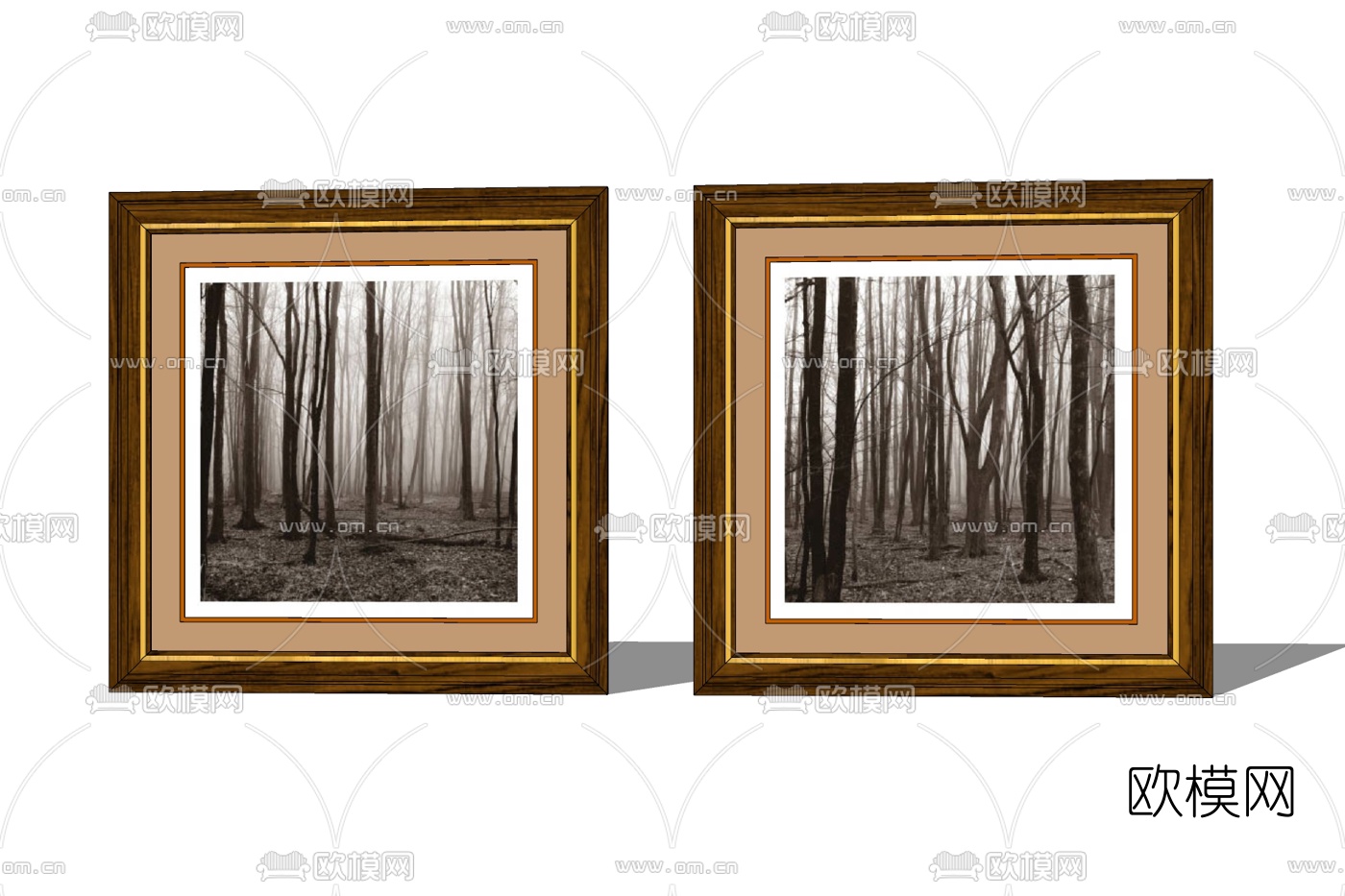 欧式树林装饰画免费su模型下载
