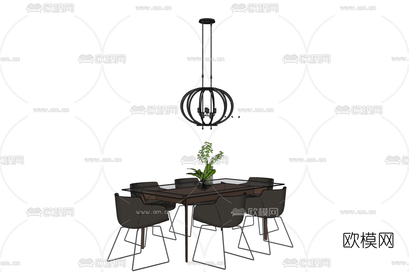 现代餐桌椅免费su模型下载