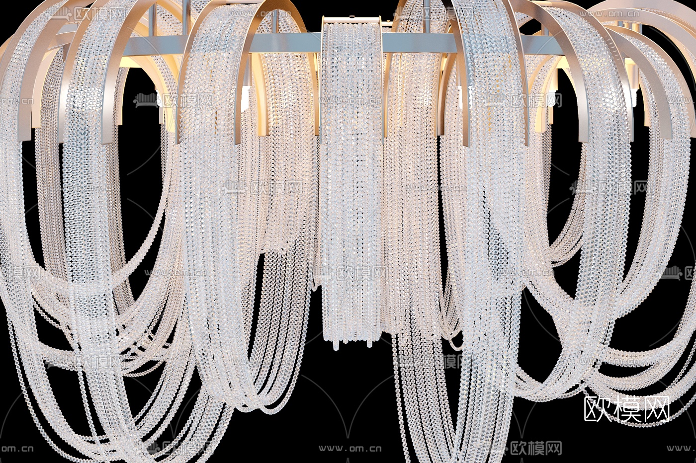 现代轻奢水晶吊灯3d模型下载（渲染图2）