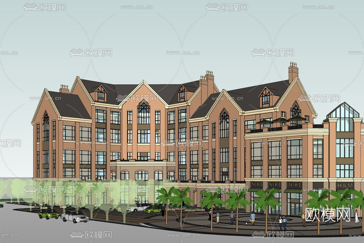 欧式商业街免费su模型下载