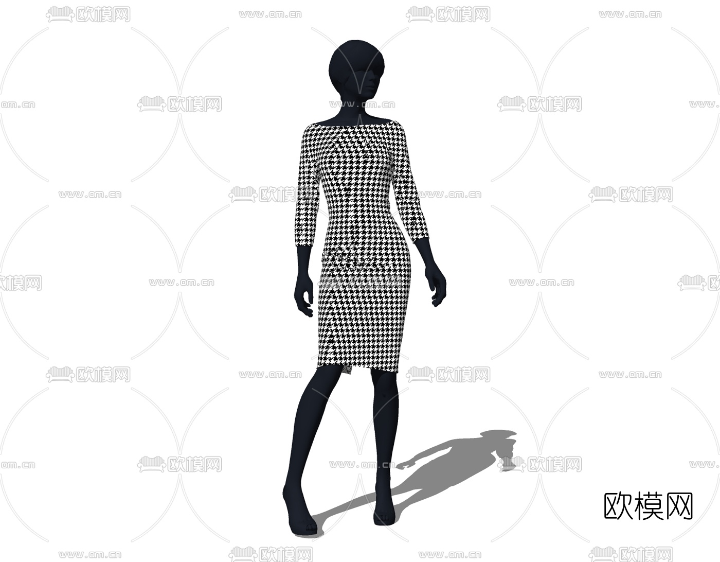 现代服装模特免费su模型