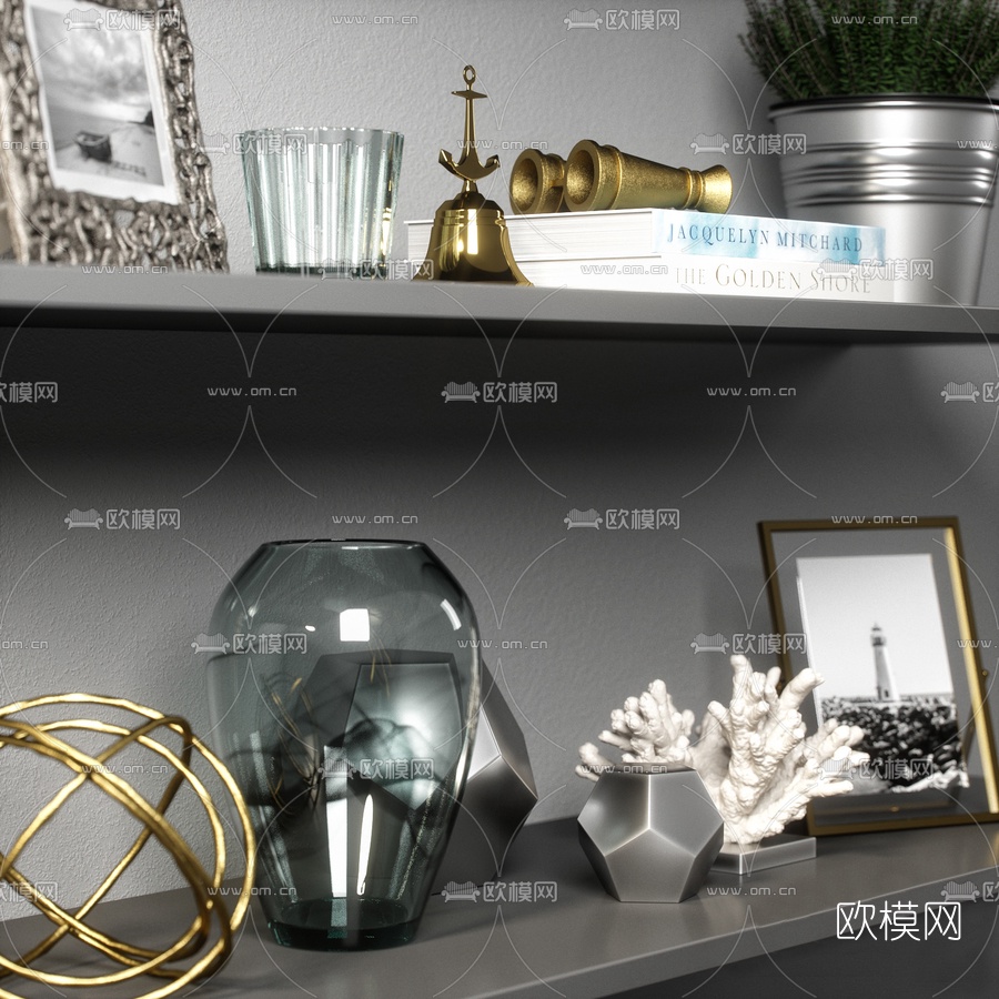 现代相框植物装饰3d模型