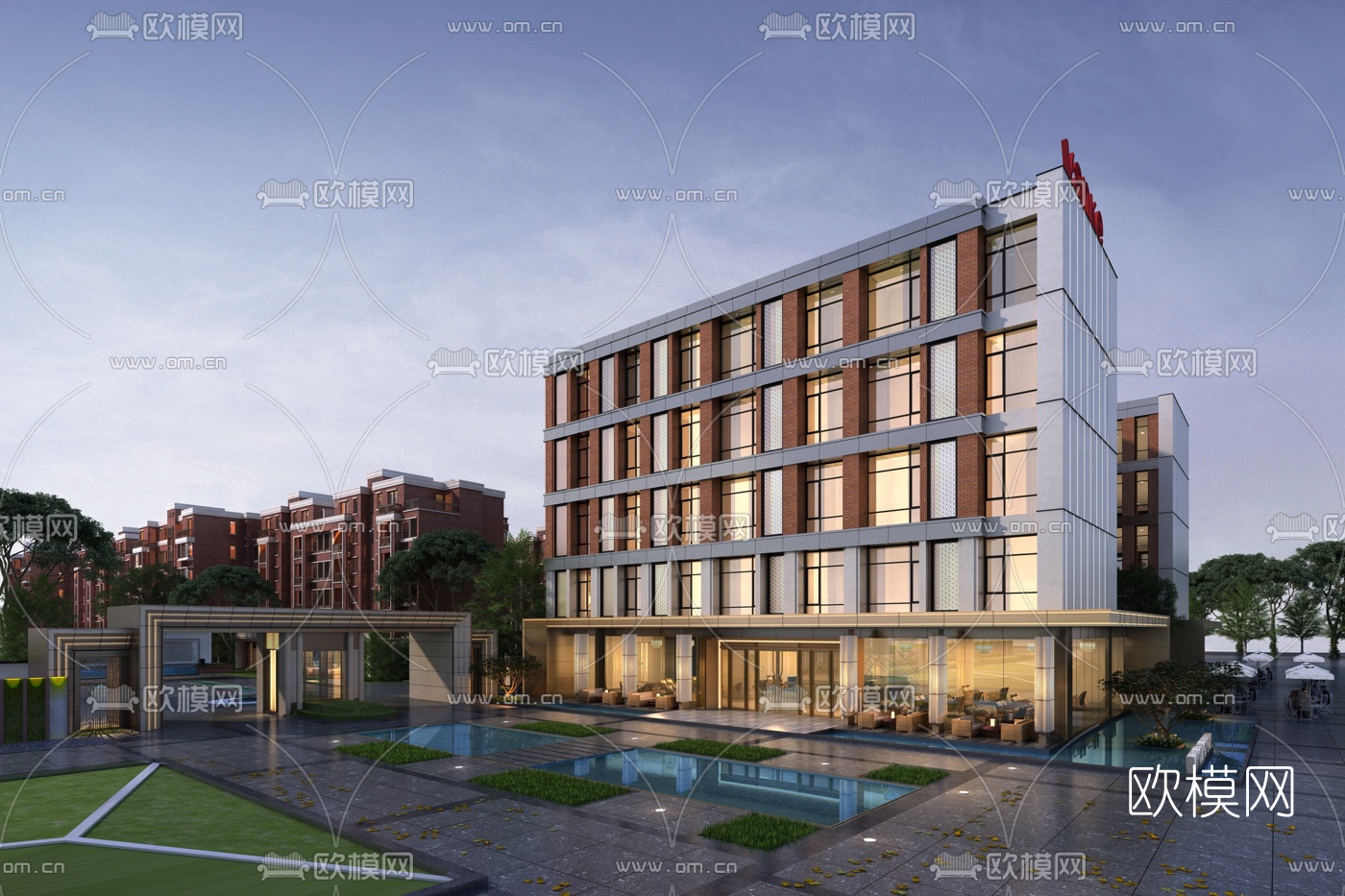 现代售楼处建筑外观3d模型