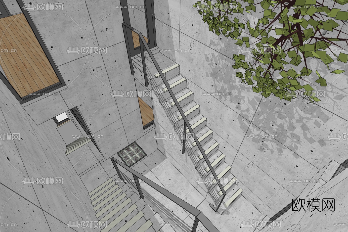 现代楼梯间免费su模型下载