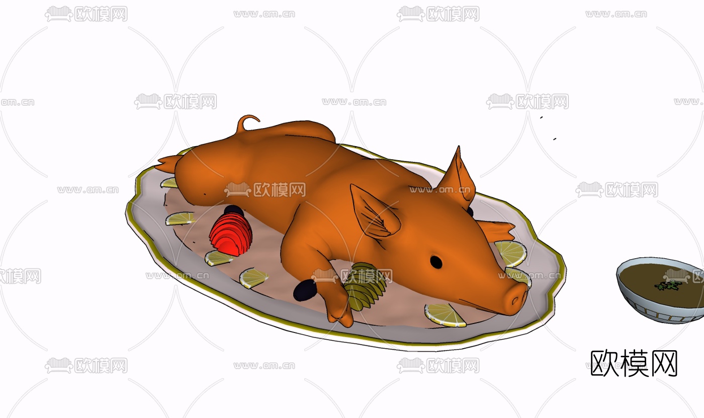 现代烤乳猪免费su模型下载