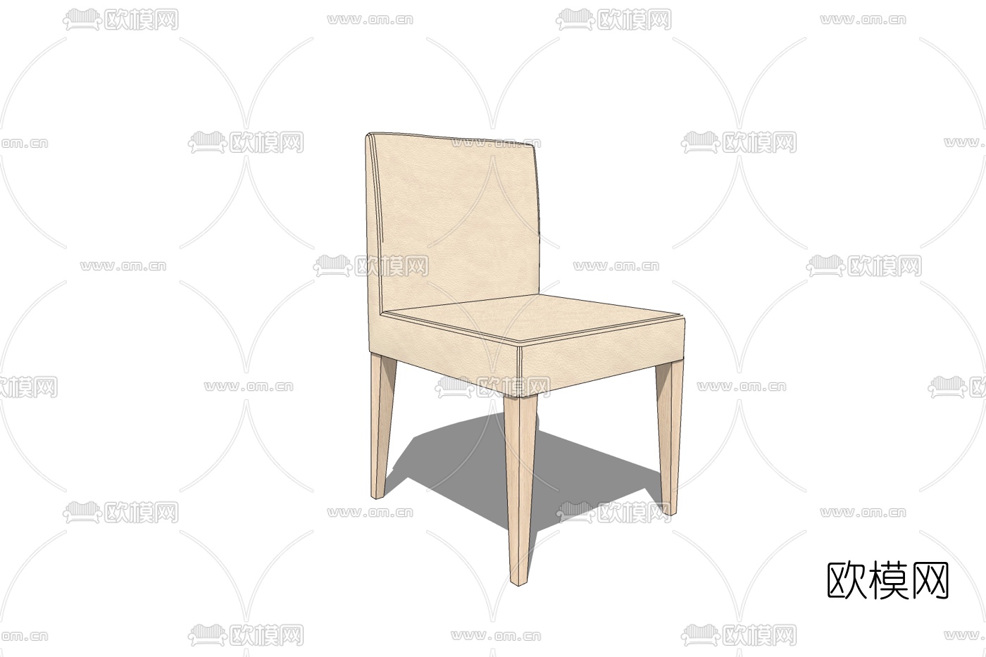 现代实木单椅免费su模型下载