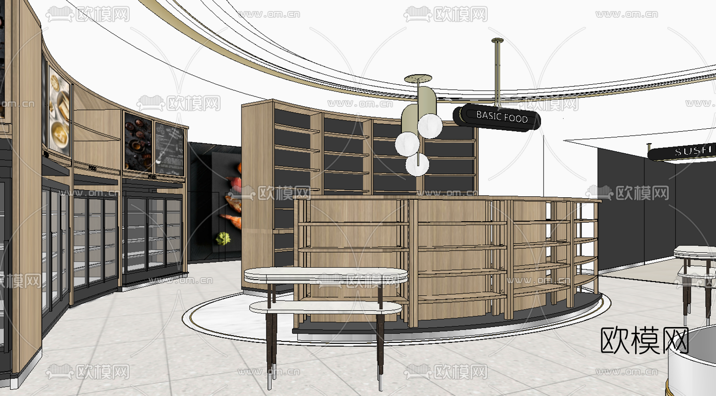 现代百货超市su模型下载（渲染图1）