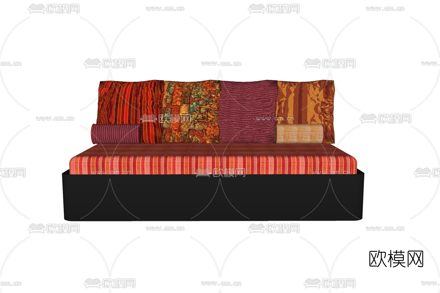 现代布艺双人沙发免费su模型下载
