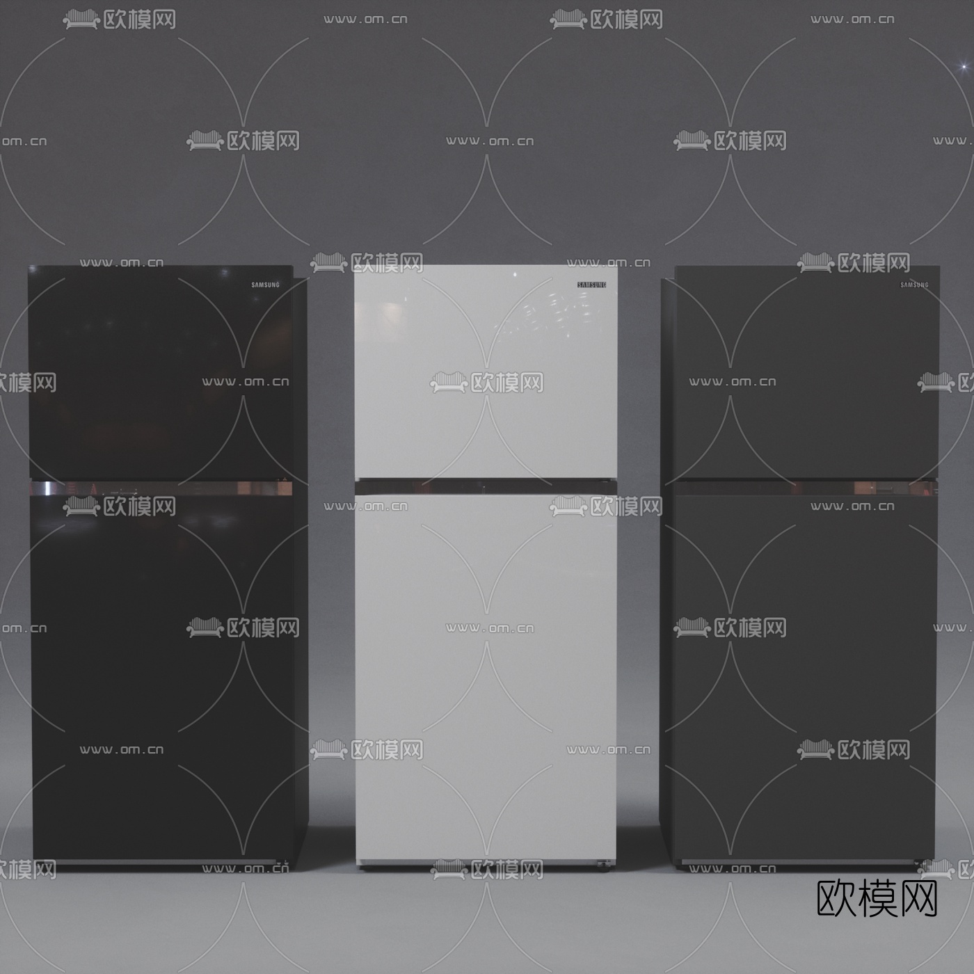 现代单开门冰箱3d模型