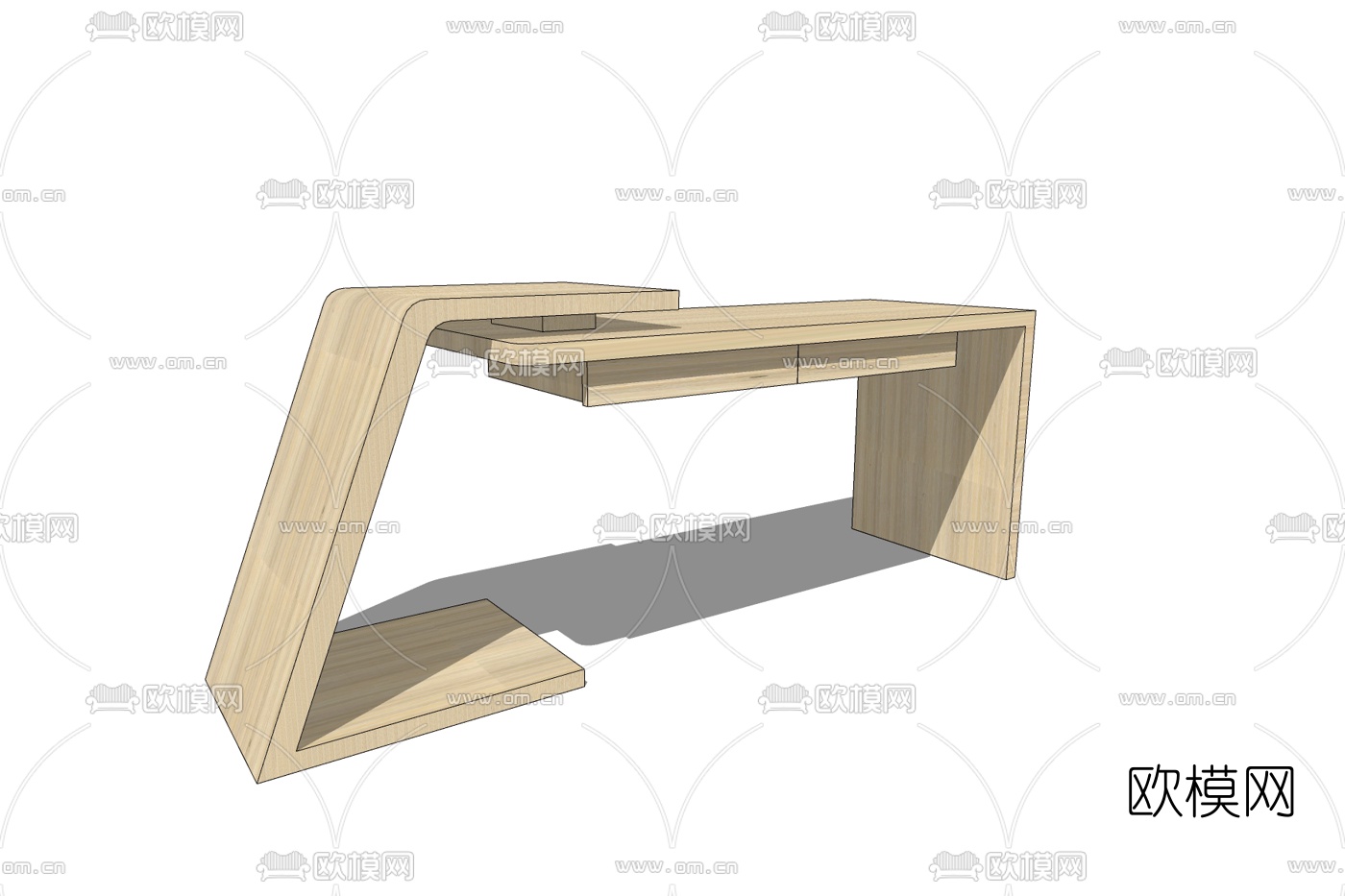 现代实木书桌免费su模型下载