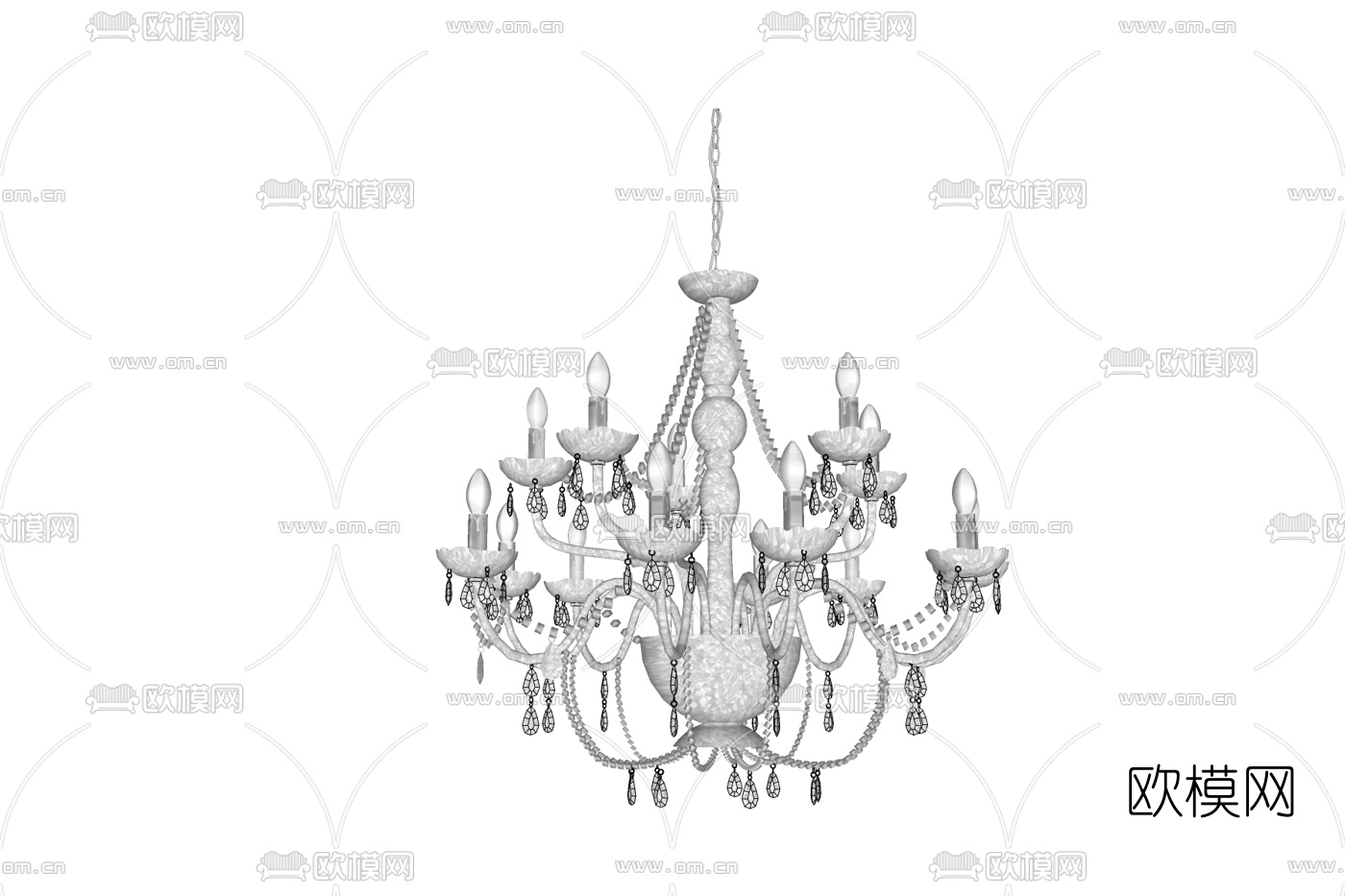欧式水晶烛台吊灯免费su模型下载